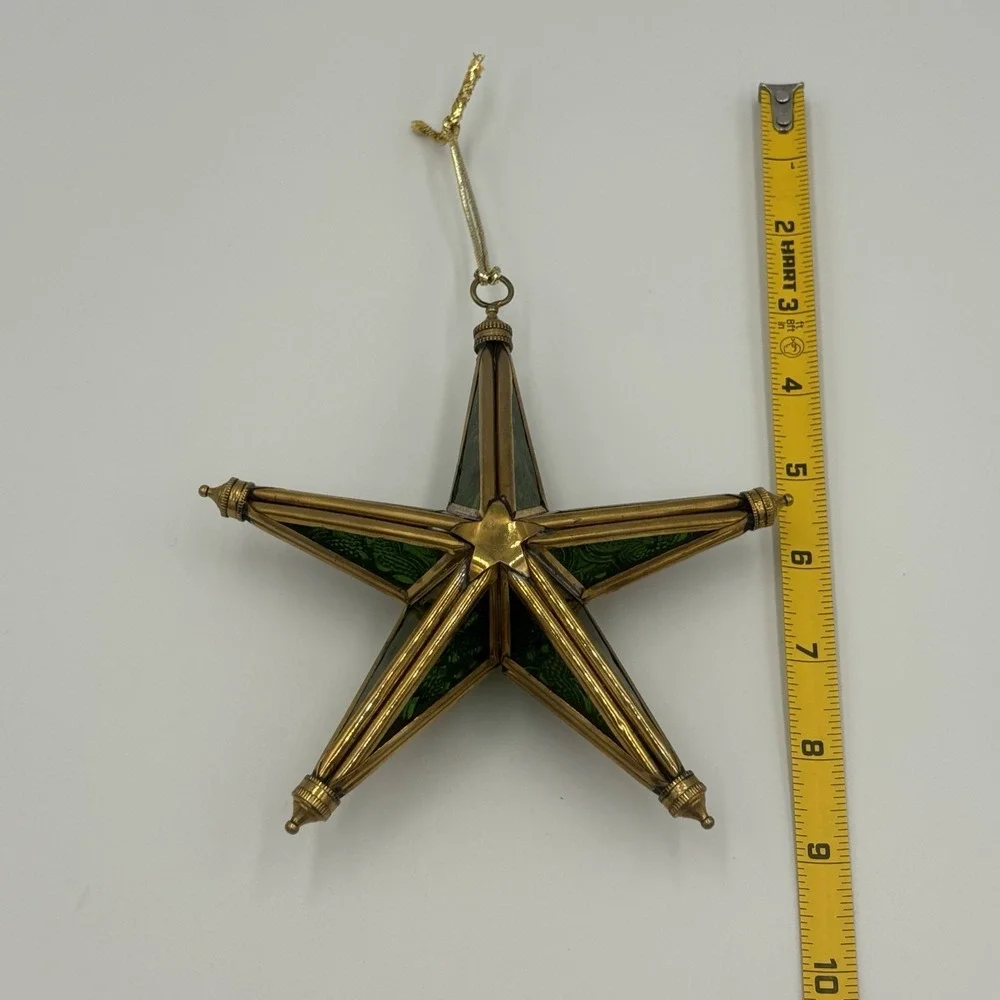 Victorian Tiffany Style‎ Christmas Emerald Green Stained Glass Star Ornament